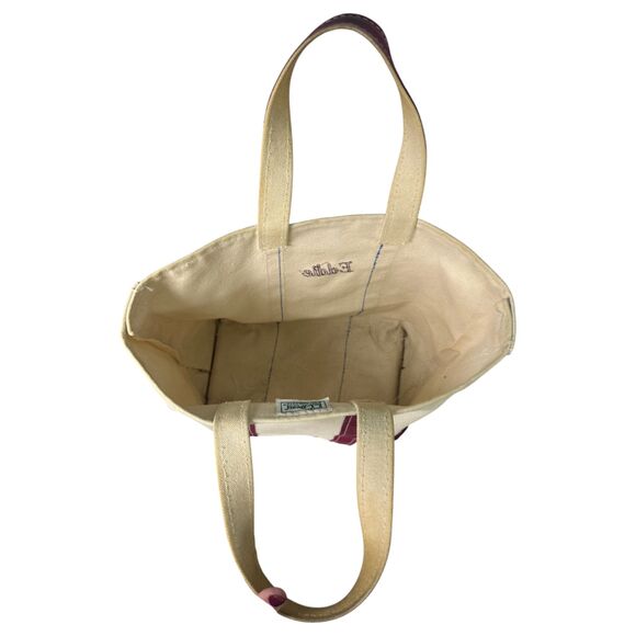 L.L. Bean Boat and Tote Vintage 90s Cream Burgundy Canvas Tote Bag - READ - Picture 4 of 9
